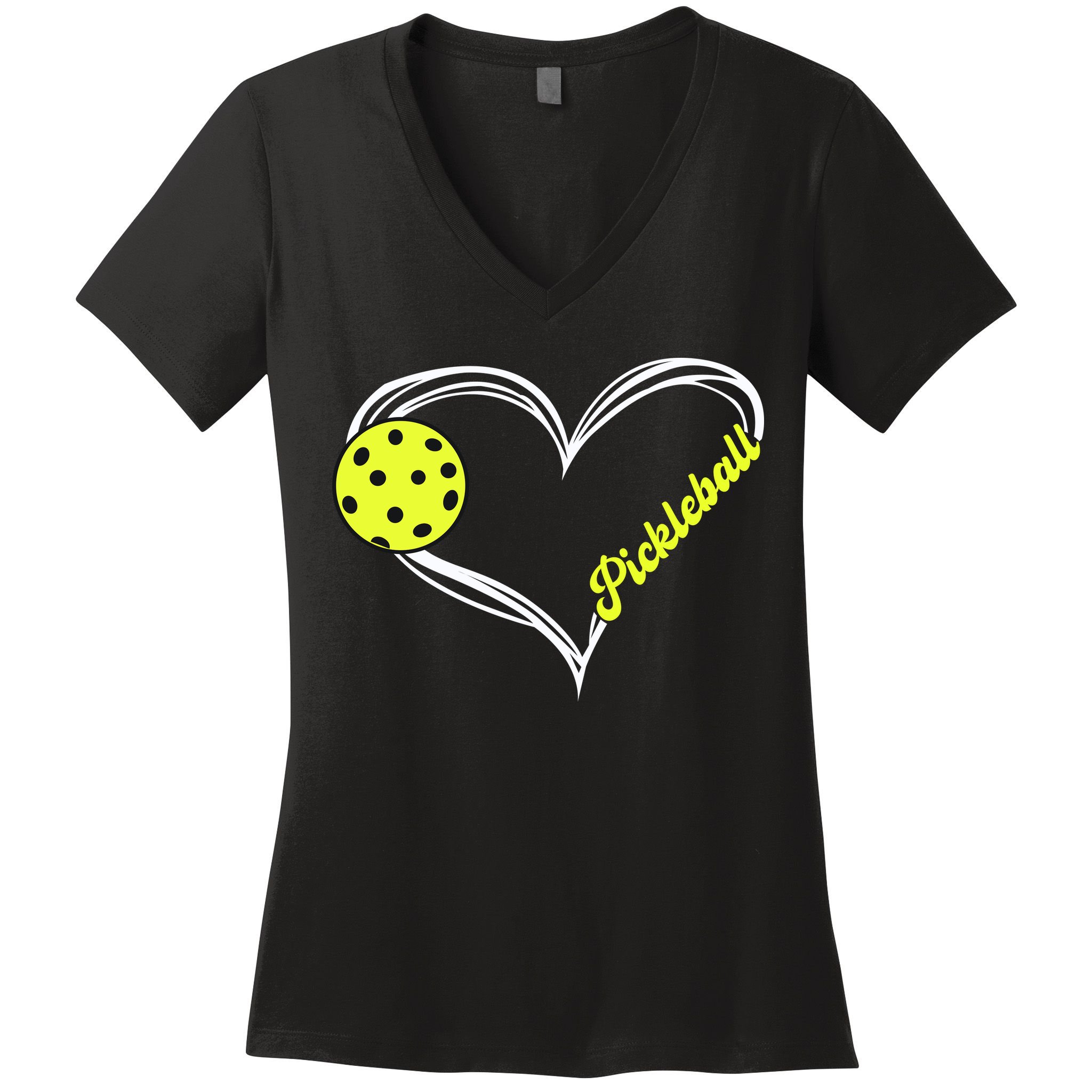 I Love Pickleball Cute Match Women's V-Neck T-Shirt
