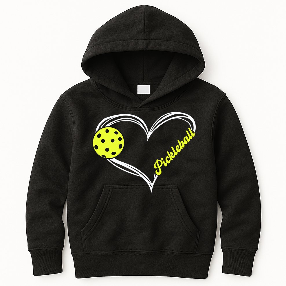 I Love Pickleball Cute Match Kids Hoodie