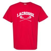 Lacrosse Player Coach Crossed Lax Sticks Vintage Garment-Dyed Heavyweight T-Shirt