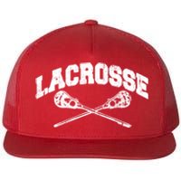 Lacrosse Player Coach Crossed Lax Sticks Vintage Flat Bill Trucker Hat