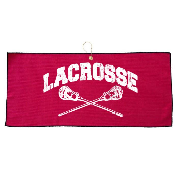 Lacrosse Player Coach Crossed Lax Sticks Vintage Large Microfiber Waffle Golf Towel