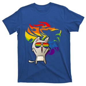 Lgbtq+ Pride Cat Wearing Sunglasses Rainbow Lion Funny Gift T-Shirt