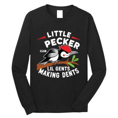 Little Pecker Club Lil Gents Making Dents Retro Woodpecker Long Sleeve Shirt