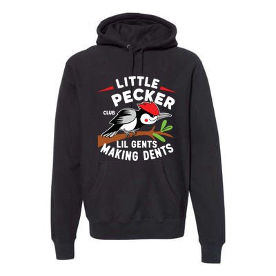 Little Pecker Club Lil Gents Making Dents Retro Woodpecker Premium Hoodie