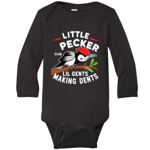 Little Pecker Club Lil Gents Making Dents Retro Woodpecker Baby Long Sleeve Bodysuit