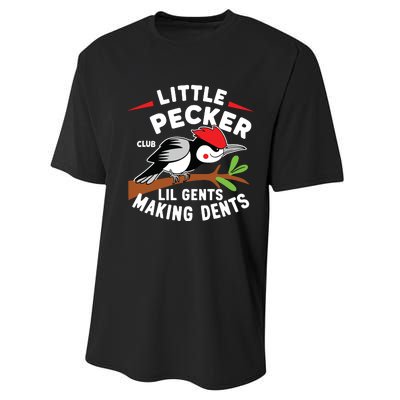 Little Pecker Club Lil Gents Making Dents Retro Woodpecker Performance Sprint T-Shirt