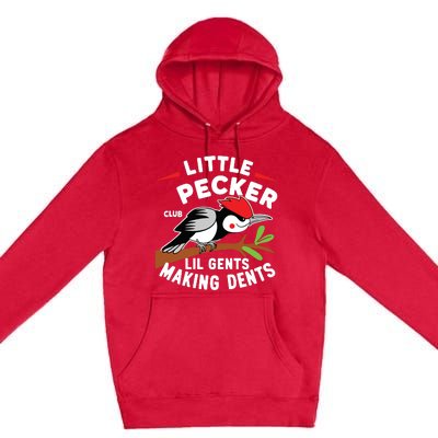 Little Pecker Club Lil Gents Making Dents Retro Woodpecker Premium Pullover Hoodie