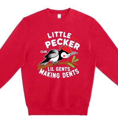 Little Pecker Club Lil Gents Making Dents Retro Woodpecker Premium Crewneck Sweatshirt