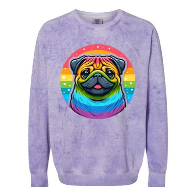 Lgbtq+ Pug Dog Colorblast Crewneck Sweatshirt