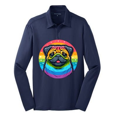 Lgbtq+ Pug Dog Silk Touch Performance Long Sleeve Polo