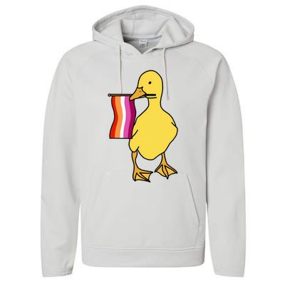 Lesbian Pride Duck Funny Lgbt Pride Performance Fleece Hoodie