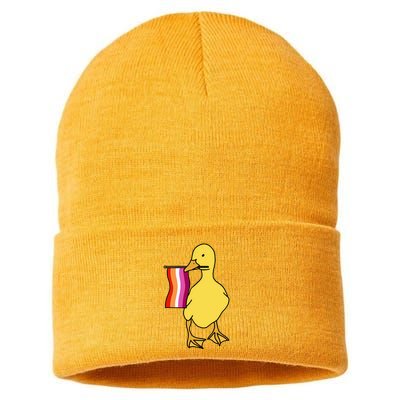Lesbian Pride Duck Funny Lgbt Pride Sustainable Knit Beanie