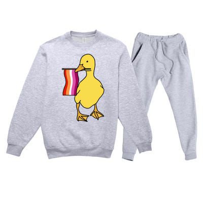 Lesbian Pride Duck Funny Lgbt Pride Premium Crewneck Sweatsuit Set