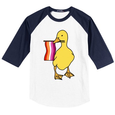 Lesbian Pride Duck Funny Lgbt Pride Baseball Sleeve Shirt