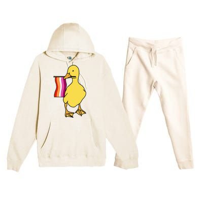 Lesbian Pride Duck Funny Lgbt Pride Premium Hooded Sweatsuit Set