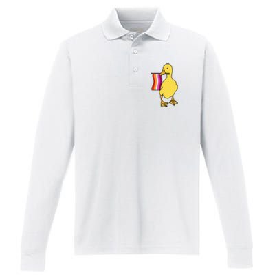 Lesbian Pride Duck Funny Lgbt Pride Performance Long Sleeve Polo