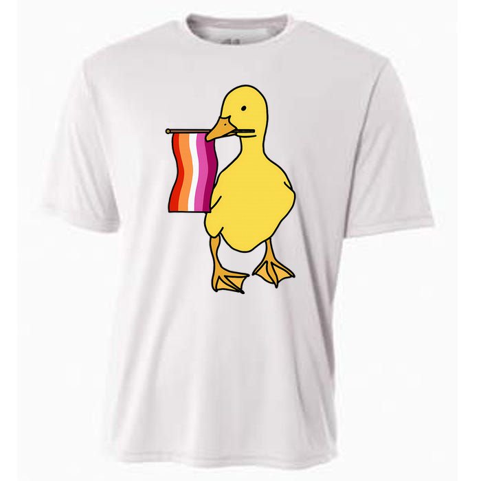 Lesbian Pride Duck Funny Lgbt Pride Cooling Performance Crew T-Shirt