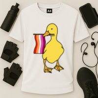 Lesbian Pride Duck Funny Lgbt Pride Cooling Performance Crew T-Shirt
