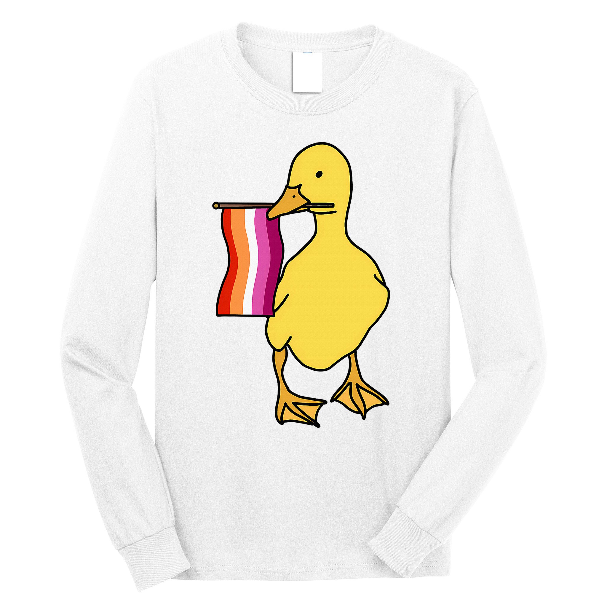 Lesbian Pride Duck Funny Lgbt Pride Long Sleeve Shirt