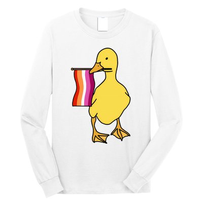 Lesbian Pride Duck Funny Lgbt Pride Long Sleeve Shirt