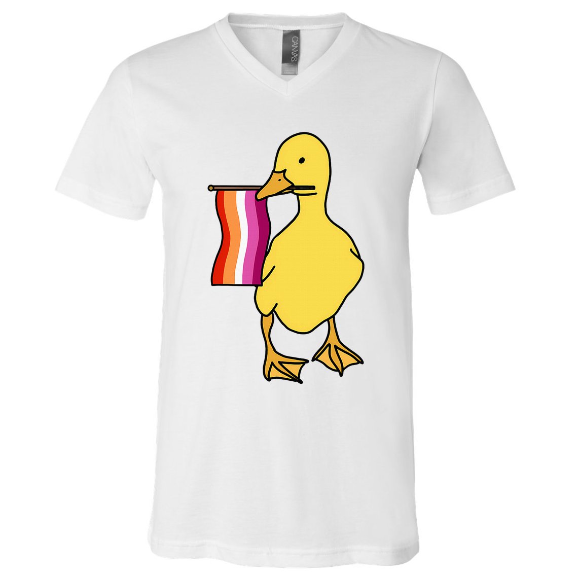 Lesbian Pride Duck Funny Lgbt Pride V-Neck T-Shirt
