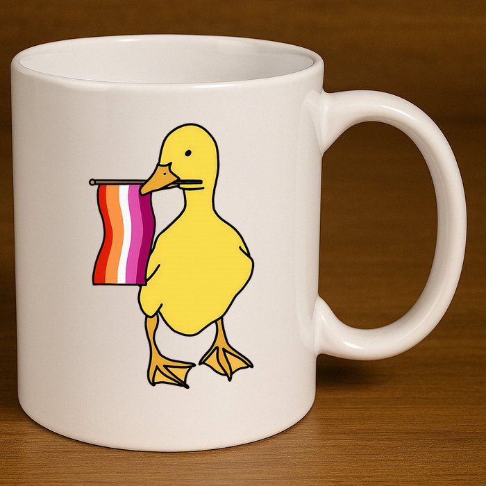 Lesbian Pride Duck Funny Lgbt Pride 11oz C Handle Ceramic Mug
