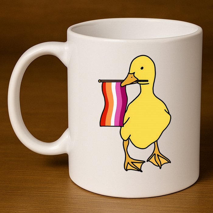 Lesbian Pride Duck Funny Lgbt Pride 11oz C Handle Ceramic Mug