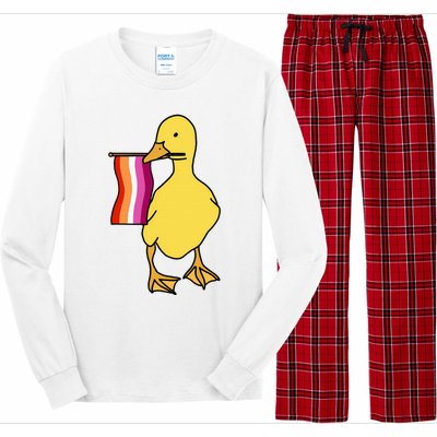 Lesbian Pride Duck Funny Lgbt Pride Long Sleeve Pajama Set