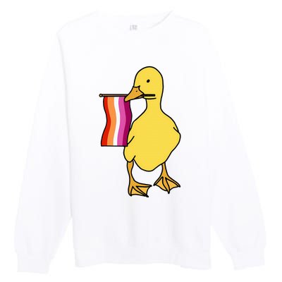 Lesbian Pride Duck Funny Lgbt Pride Premium Crewneck Sweatshirt