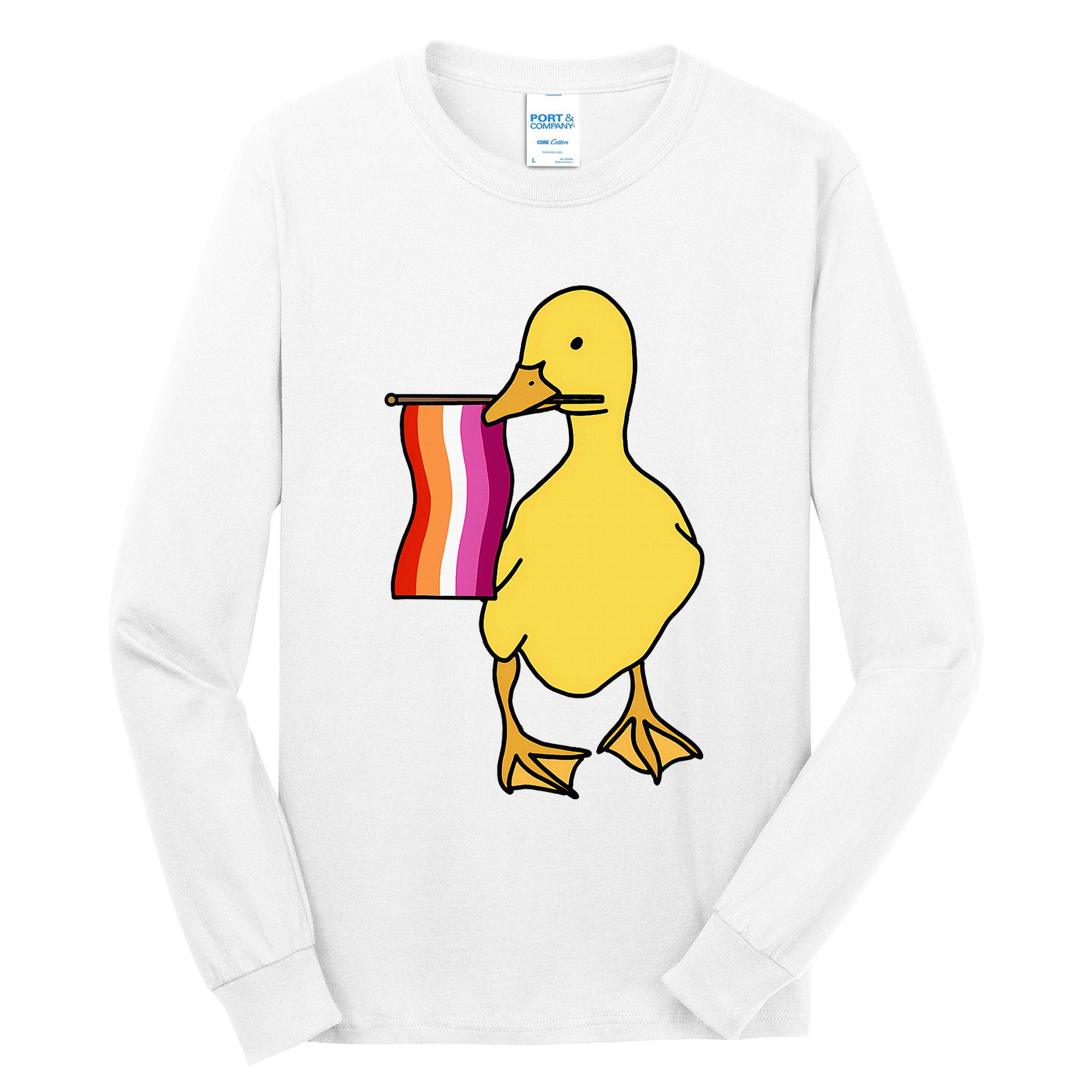 Lesbian Pride Duck Funny Lgbt Pride Tall Long Sleeve T-Shirt