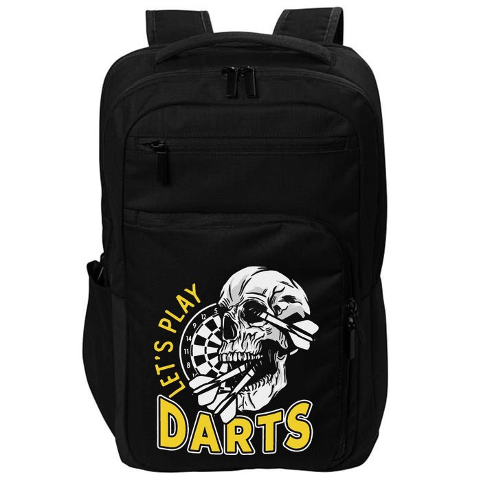 Lets Play Darts Skull Dartboard Arrow Dart Player Team Aim Impact Tech Backpack