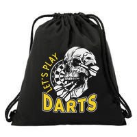 Lets Play Darts Skull Dartboard Arrow Dart Player Team Aim Drawstring Bag