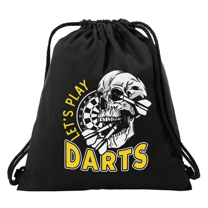 Lets Play Darts Skull Dartboard Arrow Dart Player Team Aim Drawstring Bag