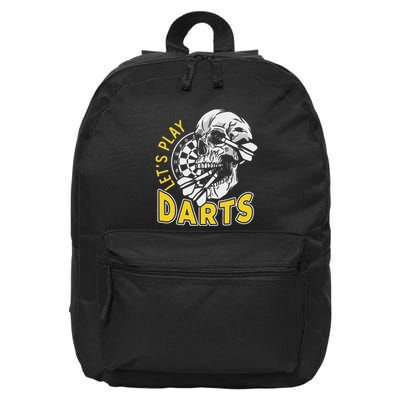 Lets Play Darts Skull Dartboard Arrow Dart Player Team Aim 16 in Basic Backpack