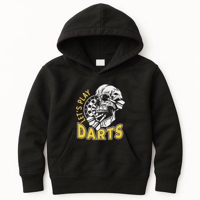 Lets Play Darts Skull Dartboard Arrow Dart Player Team Aim Kids Hoodie