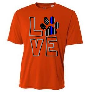 Love Police Dog Paw Print Thin Blue Line K9 Gift Cooling Performance Crew T-Shirt