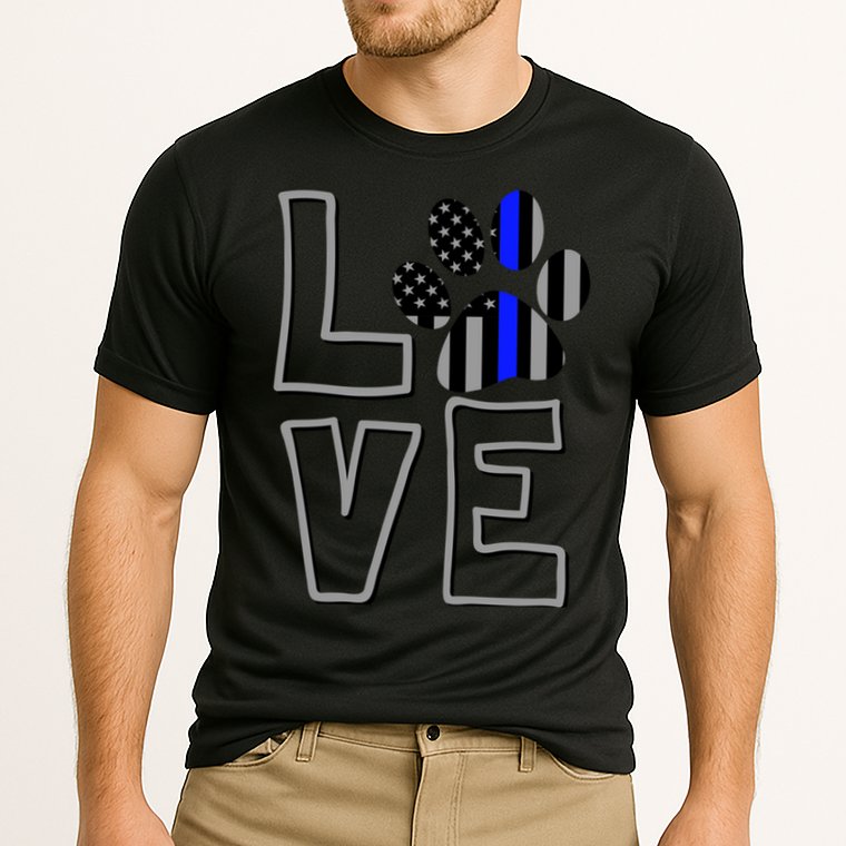 Love Police Dog Paw Print Thin Blue Line K9 Gift Cooling Performance Crew T-Shirt
