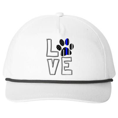 Love Police Dog Paw Print Thin Blue Line K9 Gift Snapback Five-Panel Rope Hat