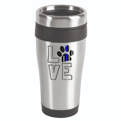 Love Police Dog Paw Print Thin Blue Line K9 Gift 16oz Travel Tumbler