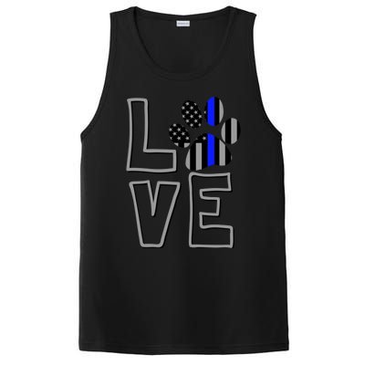 Love Police Dog Paw Print Thin Blue Line K9 Gift PosiCharge Competitor Tank