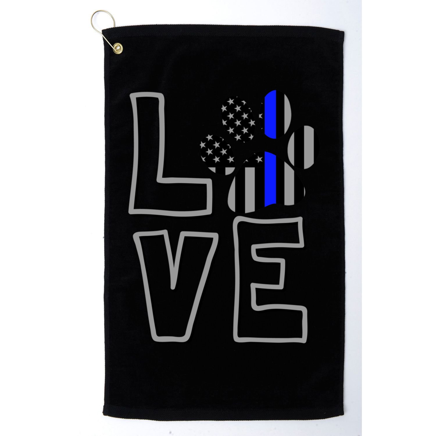 Love Police Dog Paw Print Thin Blue Line K9 Gift Golf Towel