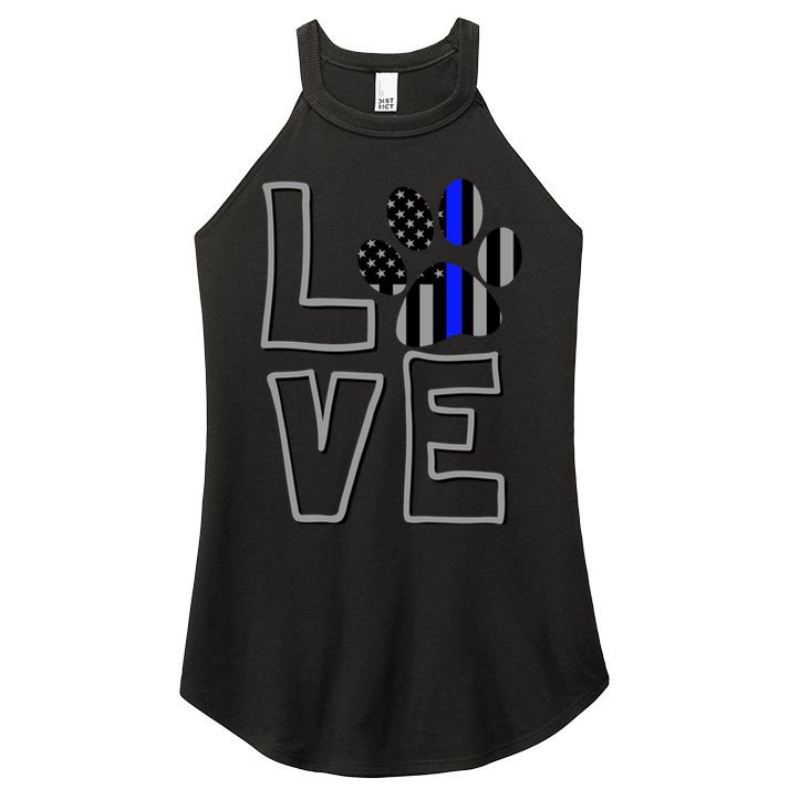 Love Police Dog Paw Print Thin Blue Line K9 Gift Women's Perfect Tri Rocker Tank