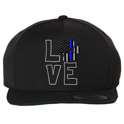 Love Police Dog Paw Print Thin Blue Line K9 Gift Wool Snapback Cap