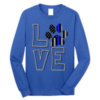 Love Police Dog Paw Print Thin Blue Line K9 Gift Long Sleeve Shirt