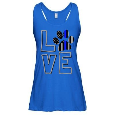 Love Police Dog Paw Print Thin Blue Line K9 Gift Ladies Essential Flowy Tank