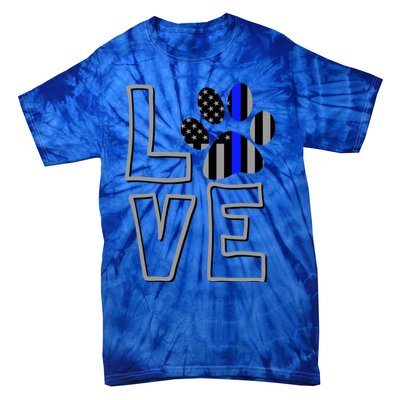 Love Police Dog Paw Print Thin Blue Line K9 Gift Tie-Dye T-Shirt