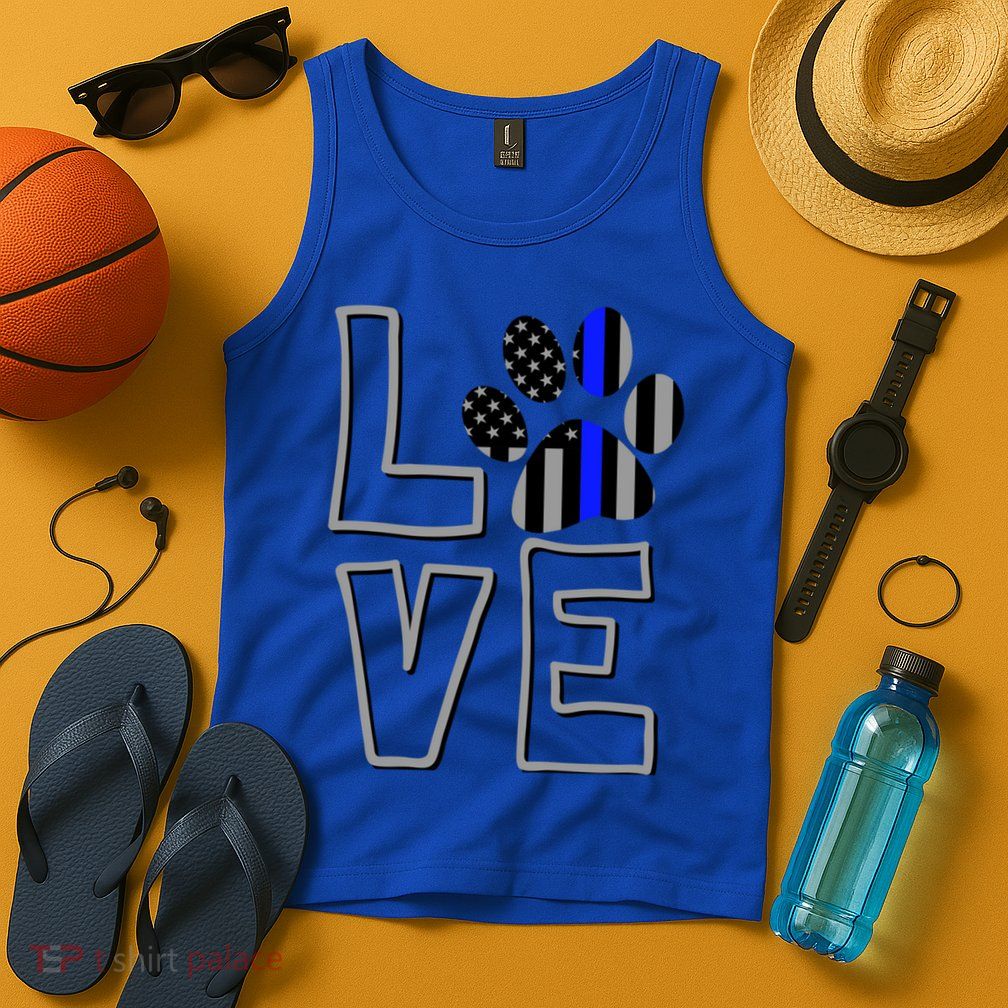 Love Police Dog Paw Print Thin Blue Line K9 Gift Tank Top