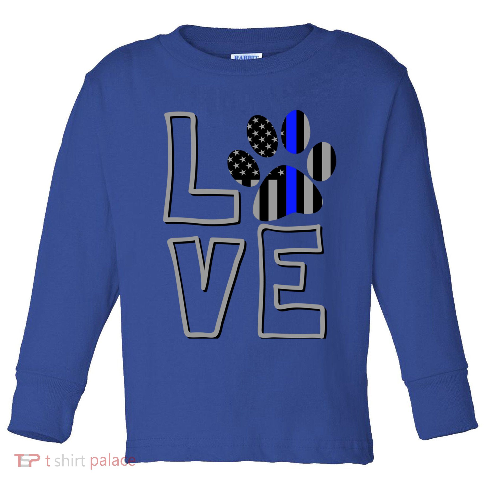 Love Police Dog Paw Print Thin Blue Line K9 Gift Toddler Long Sleeve Shirt