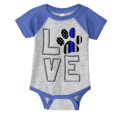 Love Police Dog Paw Print Thin Blue Line K9 Gift Infant Baby Jersey Bodysuit