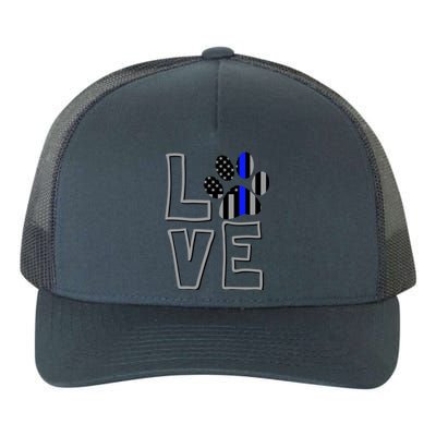 Love Police Dog Paw Print Thin Blue Line K9 Gift Yupoong Adult 5-Panel Trucker Hat